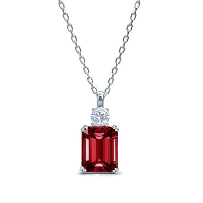 MuShan Jewelry 925 Sterling Silver Necklace Lab Grown Sapphire Round Party Wear for Women 18K Gold Plated Anniversary Necklace
