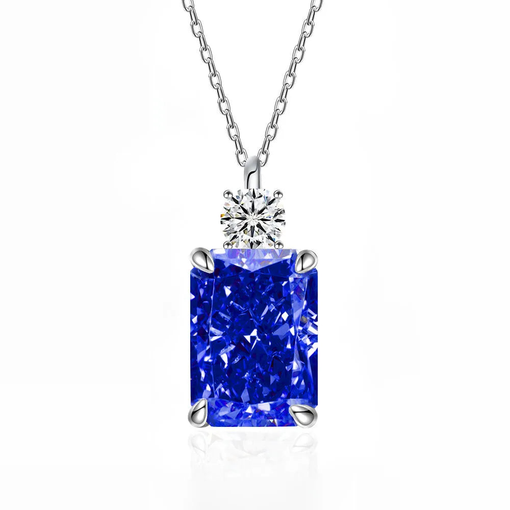 MUSHAN Luxury Jewelry 7ct 8*10 Rectangular Necklace For Women Made Of 925 Silver With Ice Flower Cut High-Carat Diamond Pendant