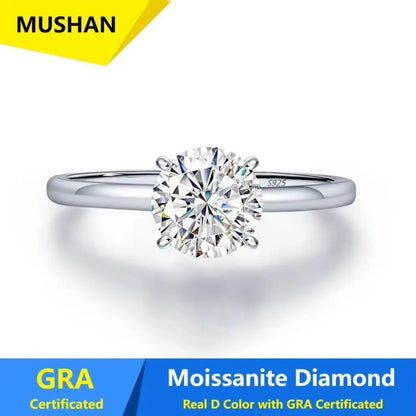 MUSHAN Luxury Jewelry 925 Sterling Silver Ring Band Women GRA Certificated Moissanite Diamond Emerald D Color Rings Fine Jewelry
