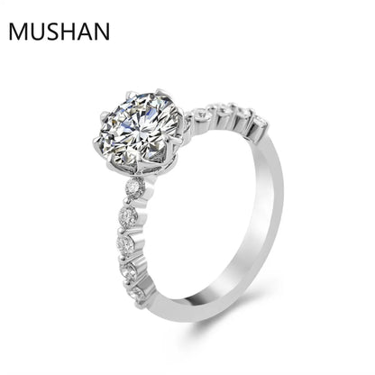 MUSHAN Luxury Custom 14K 18K Gold Rings Band Jewelry With Moissanite Diamond Lab Grown Gemstones Diamond Wedding Ring For Women