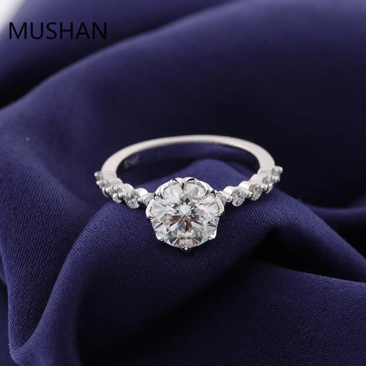 MUSHAN Luxury Custom 14K 18K Gold Rings Band Jewelry With Moissanite Diamond Lab Grown Gemstones Diamond Wedding Ring For Women