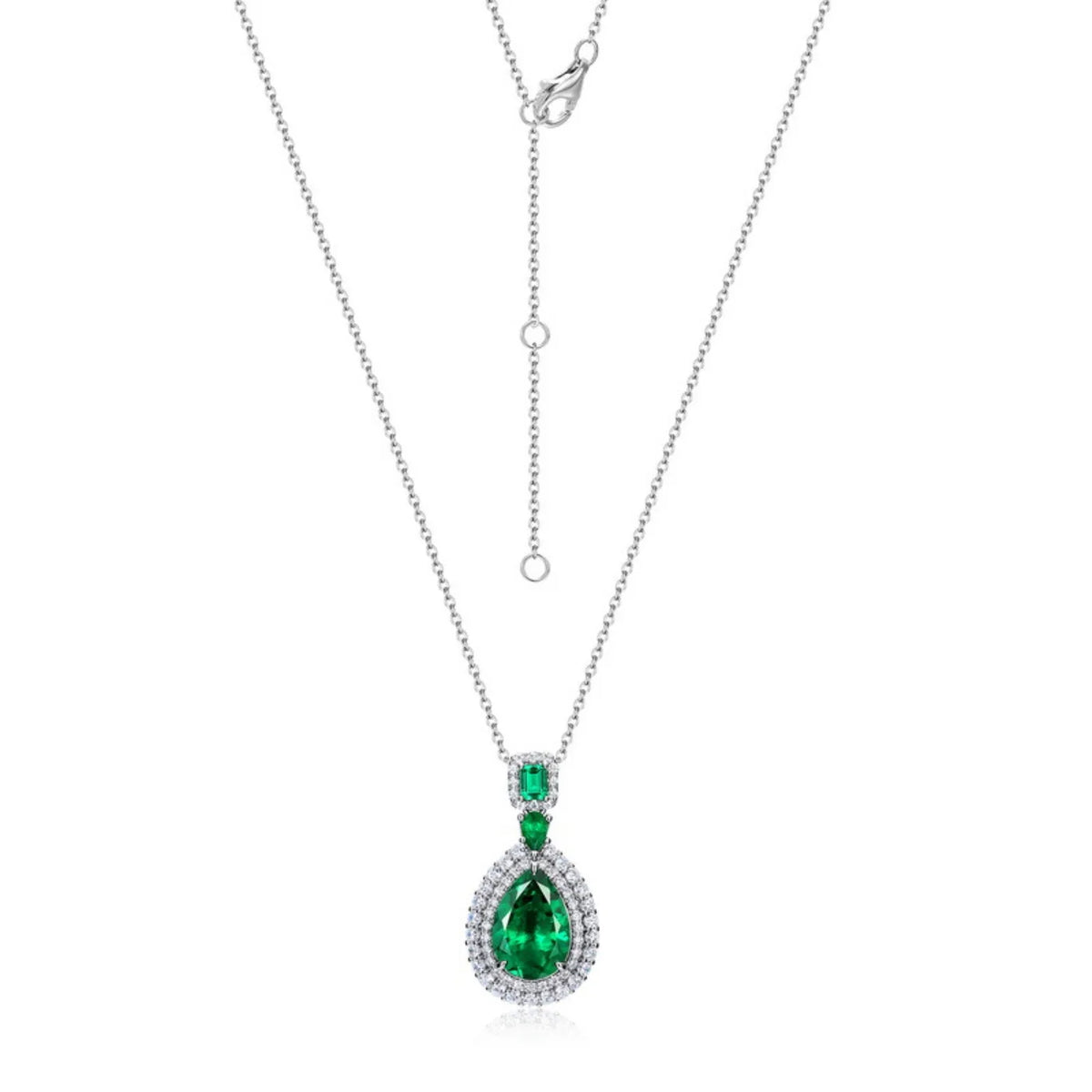 MUSHAN Luxury Jewelry 925 Sterling Silver Chain Pendant Necklace Lab Grown Emerald Ruby Gemstones Necklaces Pendants GRC Jewelry
