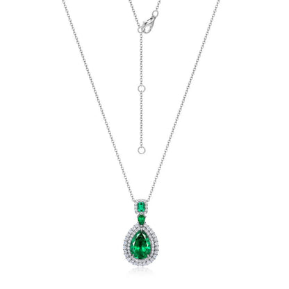 MUSHAN Luxury Jewelry 925 Sterling Silver Chain Pendant Necklace Lab Grown Emerald Ruby Gemstones Necklaces Pendants GRC Jewelry