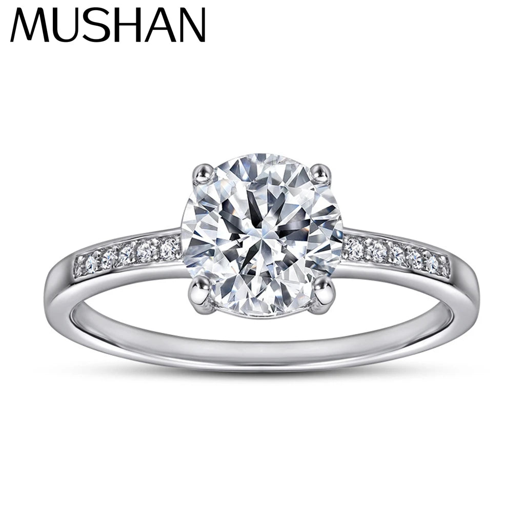 MuShan Jewelry 925 Sterling Silver Rings Bands Engagement Ring 5A Cubic Zirconia  Her Rings Bands Anniversary  Women Gift