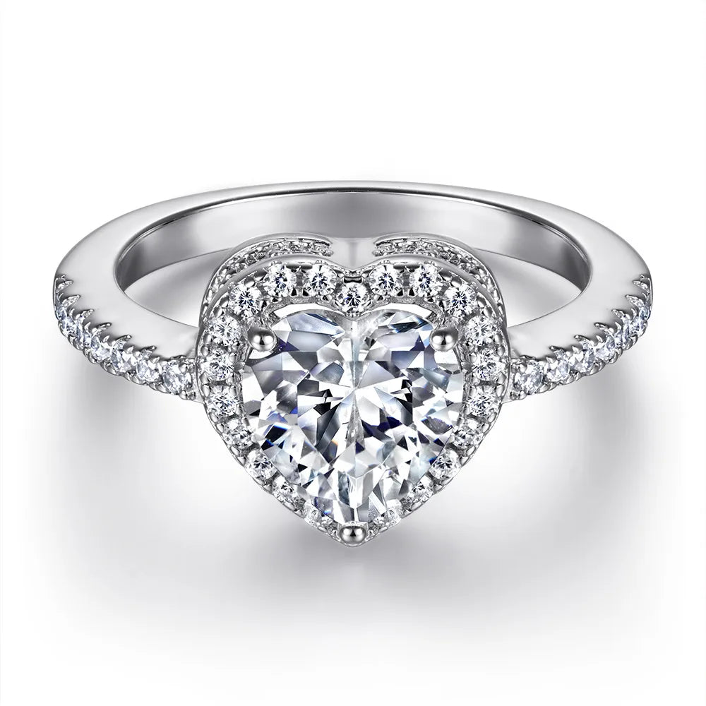 MuShan Jewelry 925 Sterling Silver Rings Bands Engagement Ring 7A Cubic Zirconia  Women Anniversary Sparkle  Women Gift
