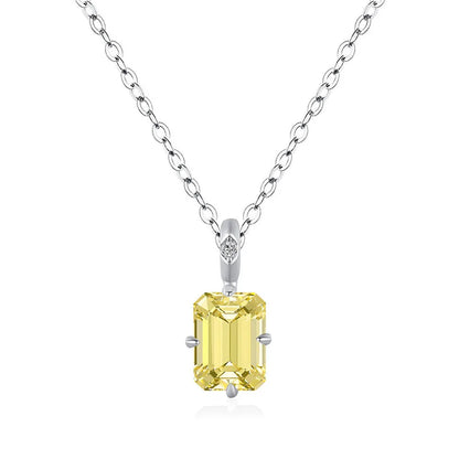 MuShan Jewelry 925 Sterling Silver Necklace Lab Grown Ruby Asscher Daily Wear for Women 18K Gold Plated Anniversary Necklace