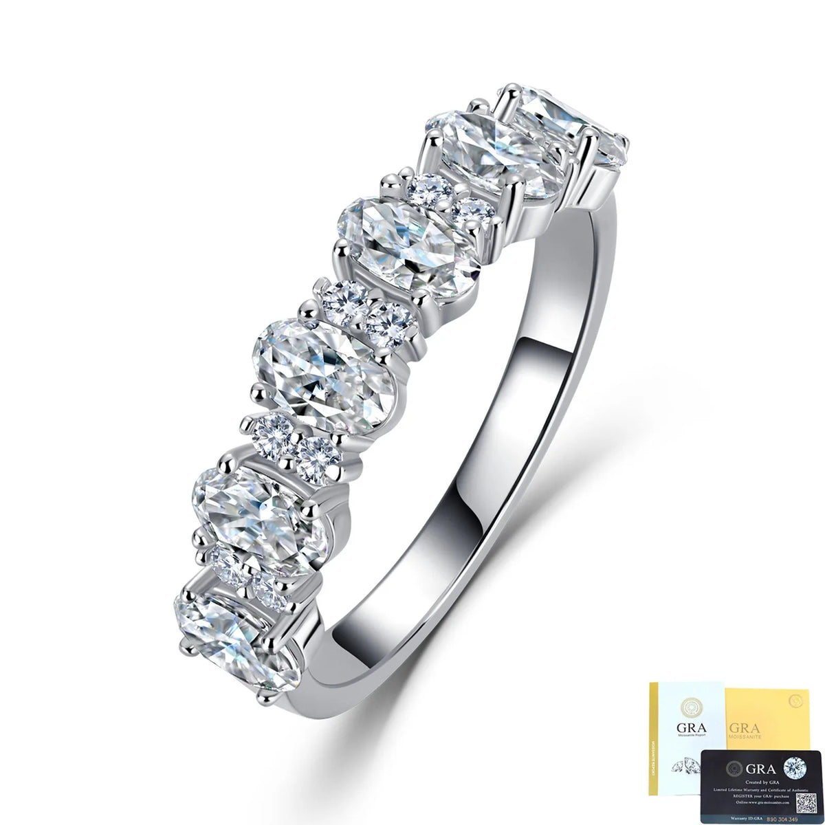 Anillo de joyería de lujo MUSHAN de plata de ley 925 para mujer, anillo de diamantes de moissanita con certificado GRA, color D, joyería fina