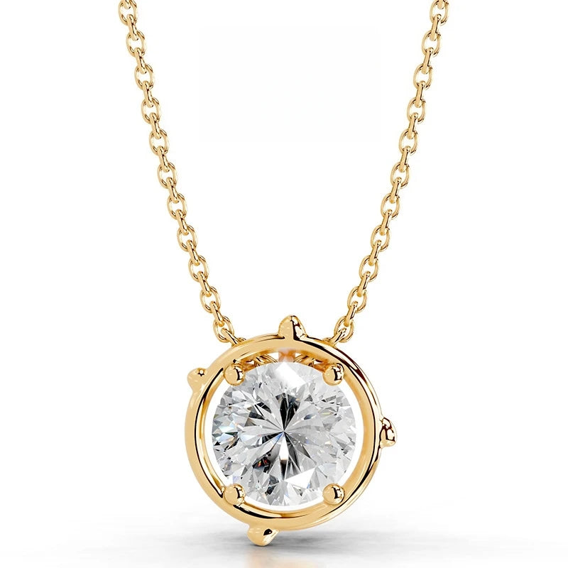 Collar de plata de ley 925 marca MuShan con diamante de moissanita, gargantilla para boda para chicas, colgante con patente MST chapado en oro de 18K