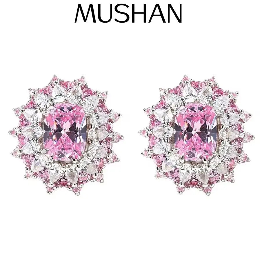 MUSHAN Custom Jewelry 925 Sterling Silver Ring Bands For Women High Carbon Pink Diamond Gemstones s925 Rings Fine Jewelry