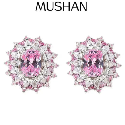 MUSHAN Custom Jewelry 925 Sterling Silver Ring Bands For Women High Carbon Pink Diamond Gemstones s925 Rings Fine Jewelry