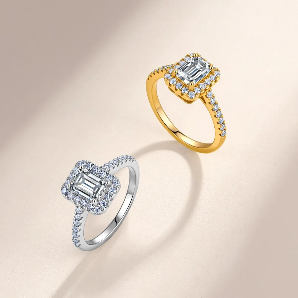 Bague MUSHAN Luxury Jewelry en argent sterling 925 pour femme, diamant moissanite taille émeraude certifié GRA, couleur D, bijou raffiné