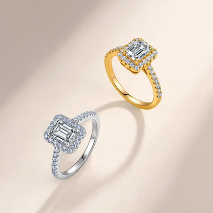 Bague MUSHAN Luxury Jewelry en argent sterling 925 pour femme, diamant moissanite taille émeraude certifié GRA, couleur D, bijou raffiné