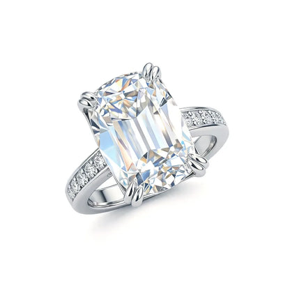 Bague en argent sterling 925 MUSHAN Luxury Jewelry pour femme, diamant moissanite émeraude certifié GRA, couleur D, joaillerie fine