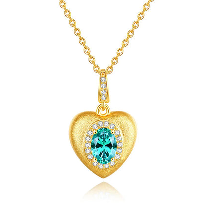 MuShan Luxury Jewelry 925 Sterling Silver Pendant Necklace 1CT Moissanite Birthday Girls Gold Vermeil MST Patent Rope Chain