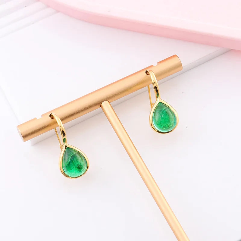 MUSHAN Custom Jewelry 14k 18k Gold 925 Sterling Silver Stud Drop Earrings Lab Grown Emerald Women Pendant Earrings Gold Jewelry