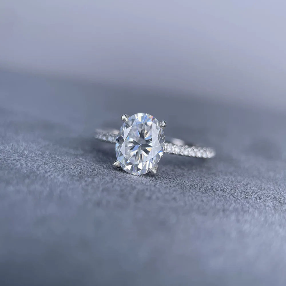 MuShan Designer Jewelry 925 Sterling Silver Ring Moissanite Elegant Ring for Girlfriend 18K Gold Plated MST Patent GRA Rings