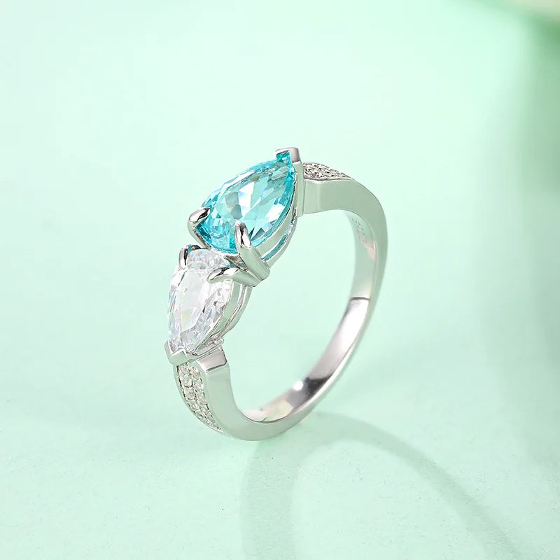 Bague MUSHAN personnalisée en argent sterling 925 avec émeraude bleue de laboratoire, ronde, pour mariage et fête, pour femme, plaquée or 18 carats, bague d'anniversaire