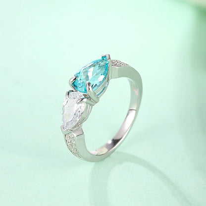 Bague MUSHAN personnalisée en argent sterling 925 avec émeraude bleue de laboratoire, ronde, pour mariage et fête, pour femme, plaquée or 18 carats, bague d'anniversaire