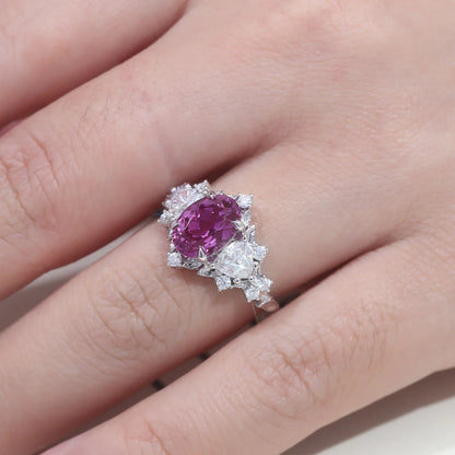 MUSHAN Custom Jewelry 10k 14k 18k Gold Platinum PT950 925 Silver Ring Lab Grown Dark Purple Stone Women 18K Gold Rings Jewelry