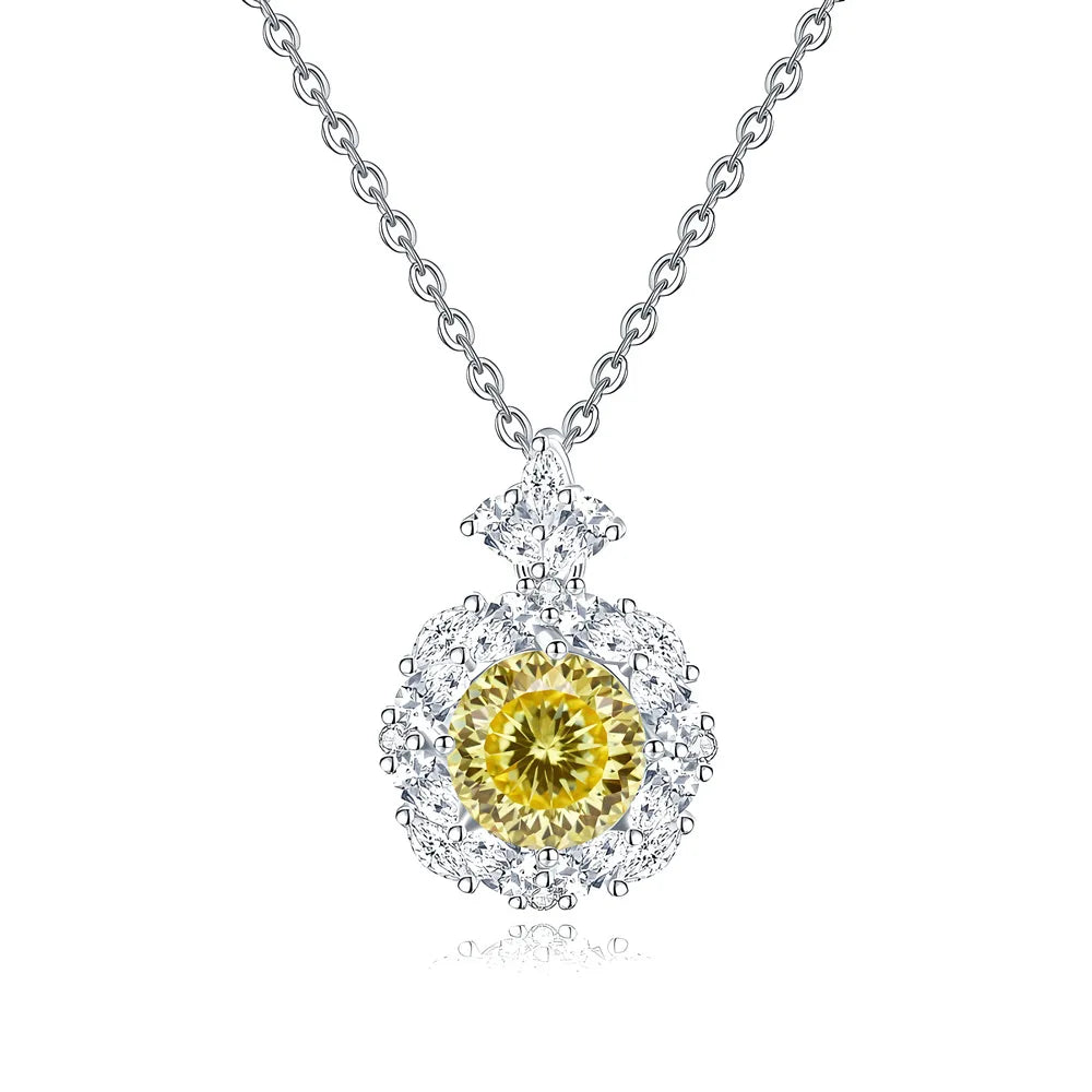 MuShan Jewelry 925 Sterling Silver Necklace Pendant Chain HCD Gemstones Glamorous Style Luxury Jewelry Women Necklaces Jewelry