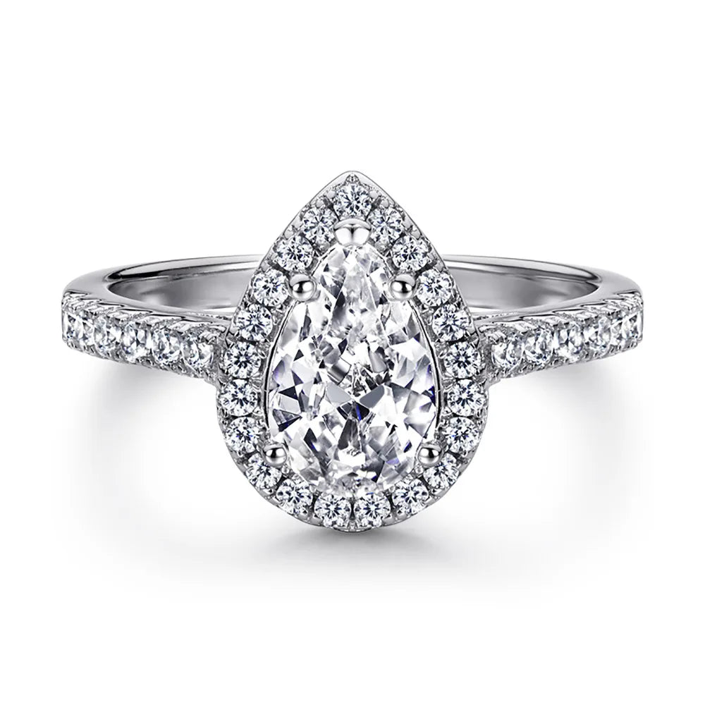 MuShan Jewelry 925 Sterling Silver Rings Bands Engagement Ring 7A Cubic Zirconia Valentine Classic Anniversary  Women Gift