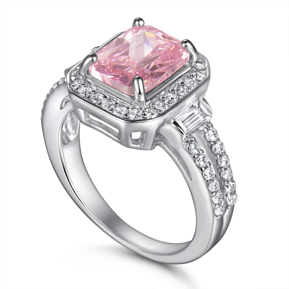 MuShan Jewelry 925 Sterling Silver Rings Bands Engagement Ring 5A Cubic Zirconia Romantic Rings Bands Anniversary  Women Gift