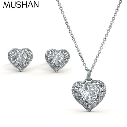 MuShan Designer Jewelry 925 Sterling Silver 24IN Necklace 2CT Moissanite Party Chic for Fiancee 18K Rose Gold Plated MST Patent