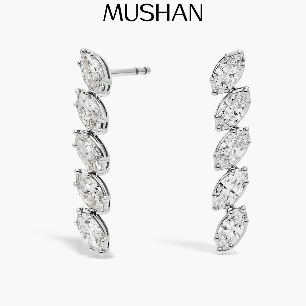 Boucles d'oreilles MUSHAN en argent sterling 925, moissanite couleur D VVS1, bijoux fantaisie pour femme, coupe coussin, éclat pur semblable au diamant