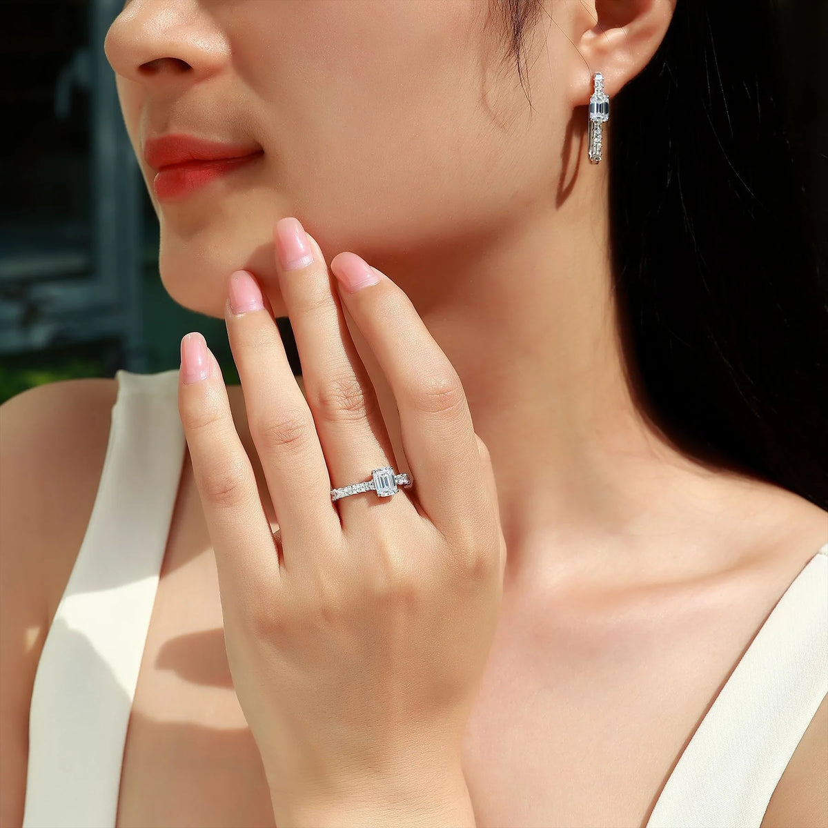 Anillo de lujo MUSHAN de plata de ley 925 para mujer, con diamante de moissanita certificado por GRA, color esmeralda D, joyería fina