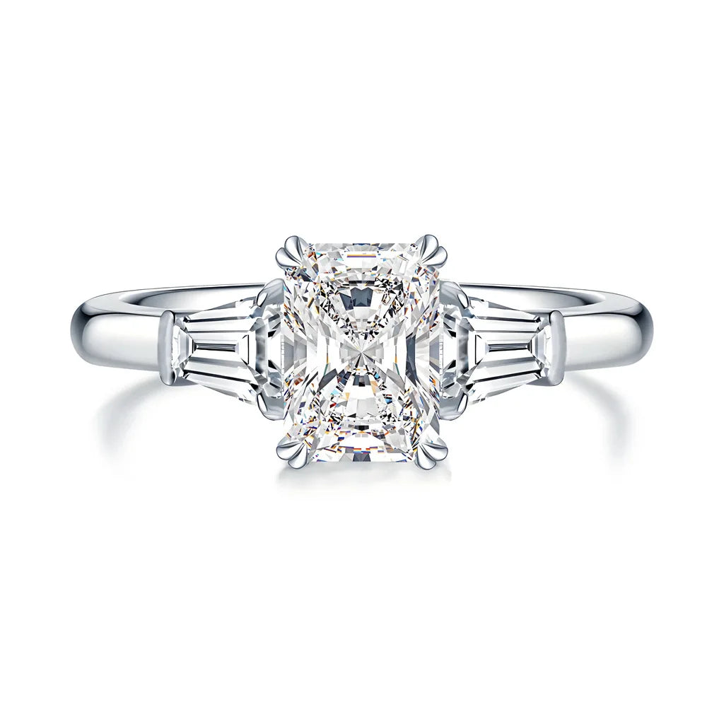 MuShan Designer Jewelry 925 Sterling Silver Ring Round Moissanite Statement Ring for Partner 18K Gold Plated MST Patent Rings