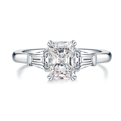 MuShan Designer Jewelry 925 Sterling Silver Ring Round Moissanite Statement Ring for Partner 18K Gold Plated MST Patent Rings