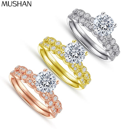 Bague de mariage MuShan Jewelry en argent sterling 925, pierres précieuses HCD, cadeau pour la fête des mères, bague minimaliste pour femme, bijou raffiné