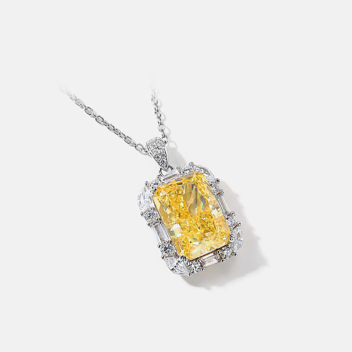 MuShan Jewelry 925 Sterling Silver Timeless Necklaces 7A Cubic Zirconia Engagement Anniversary Necklaces Pendant Women