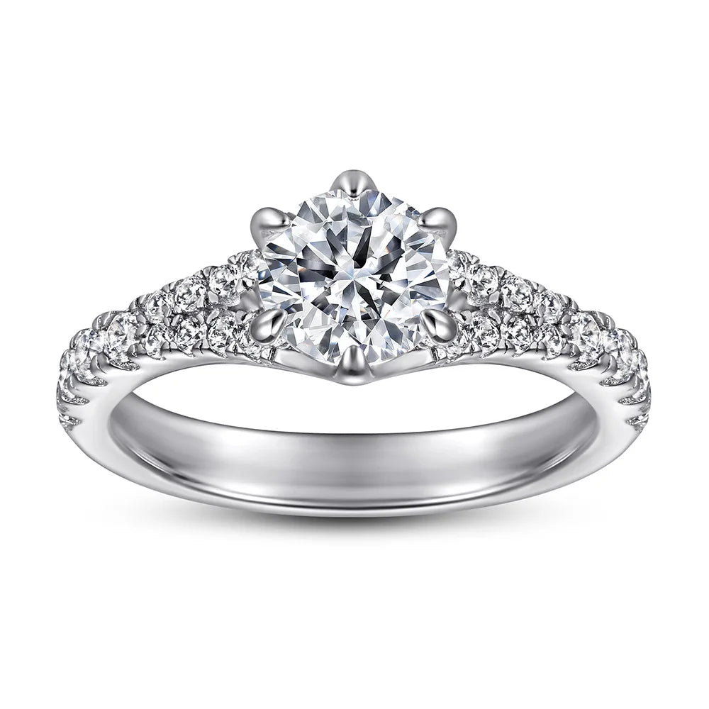 MuShan Jewelry 925 Sterling Silver Classic Engagement Ring 7A Cubic Zirconia Rings Bands Timeless Anniversary  Women Gift