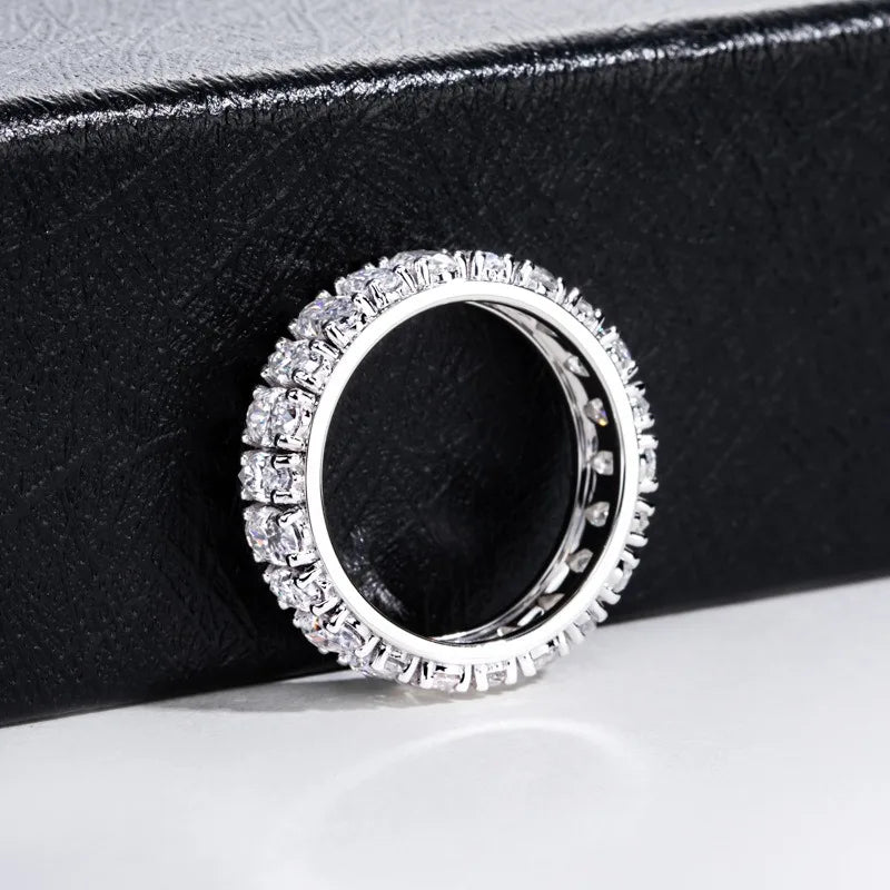 MUSHAN Luxury Jewelry 925 Sterling Silver Ring Band Women GRA Certificated Moissanite Diamond Emerald D Color Rings Fine Jewelry