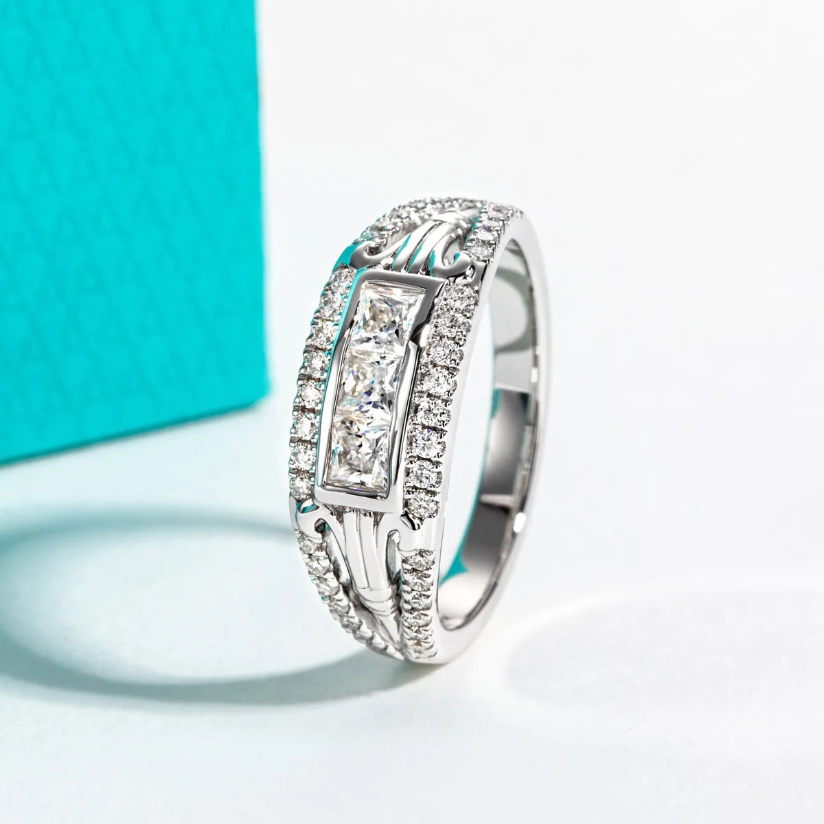 MUSHAN Luxury Jewelry 925 Sterling Silver Ring Band Women GRA Certificated Moissanite Diamond Emerald D Color Rings Fine Jewelry