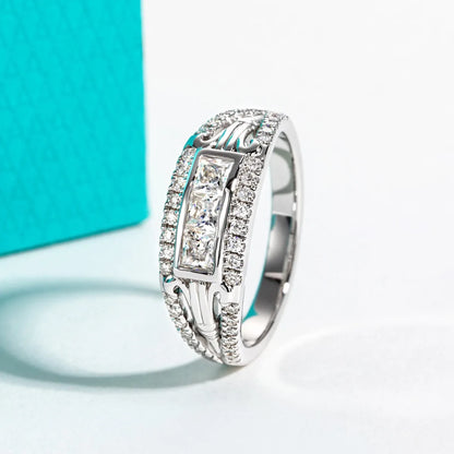 MUSHAN Luxury Jewelry 925 Sterling Silver Ring Band Women GRA Certificated Moissanite Diamond Emerald D Color Rings Fine Jewelry