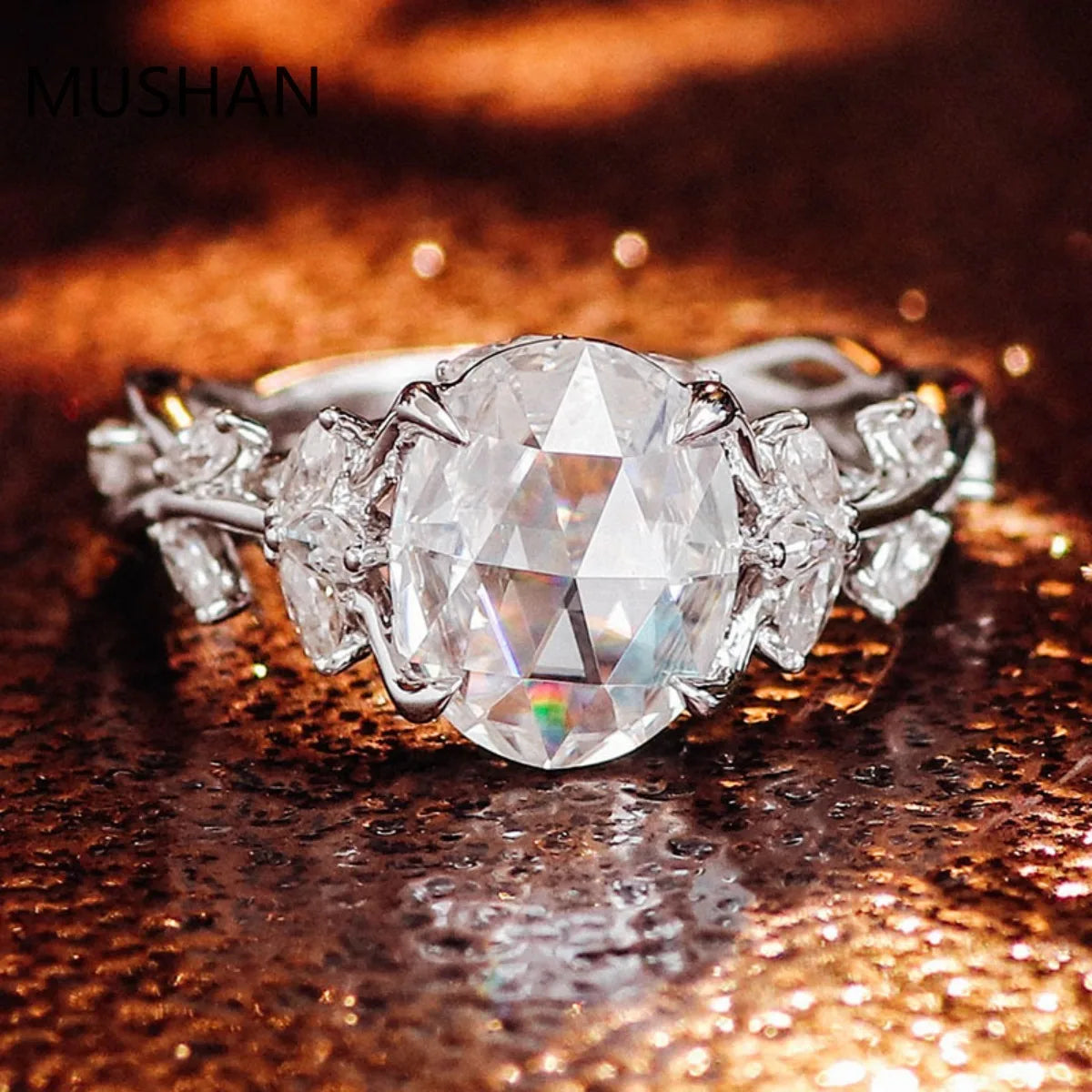 MUSHAN Luxury Custom 14K 18K Gold Rings Band Jewelry With Moissanite Diamond Lab Grown Gemstones Diamond Wedding Ring For Women