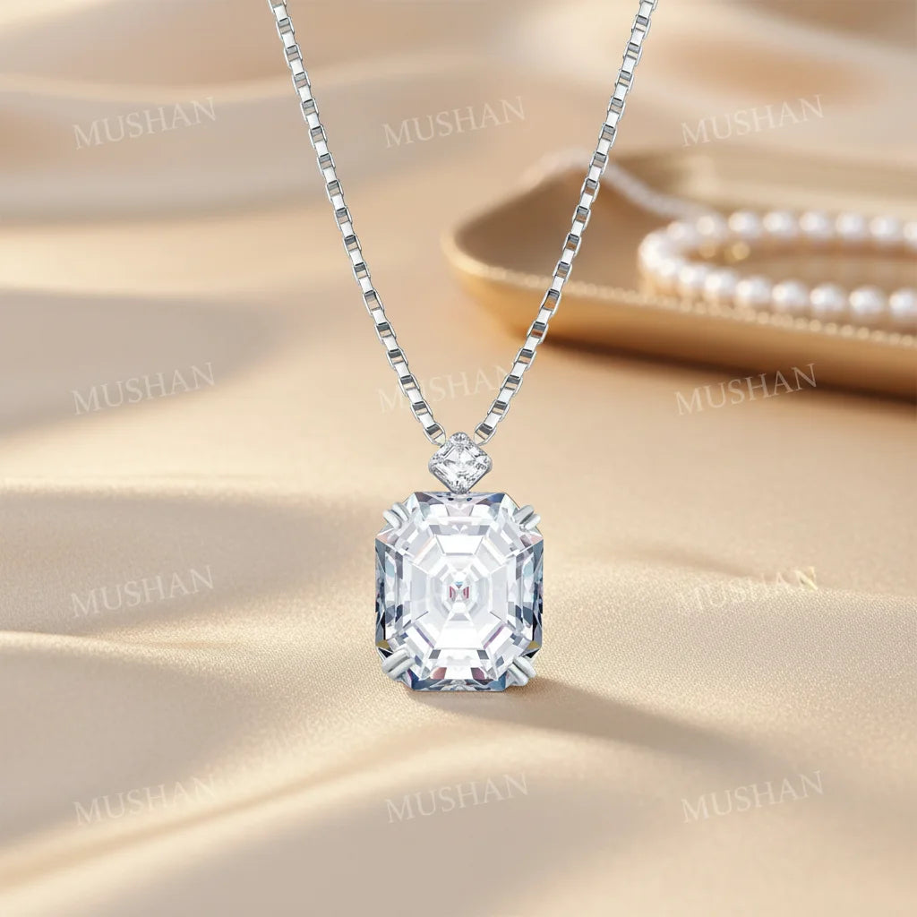 MUSHAN Luxury Jewelry 925 Sterling Silver Necklace For Women 22 Carat HCD Green Gemstones Dangle Pendant Necklace Fine Jewelry