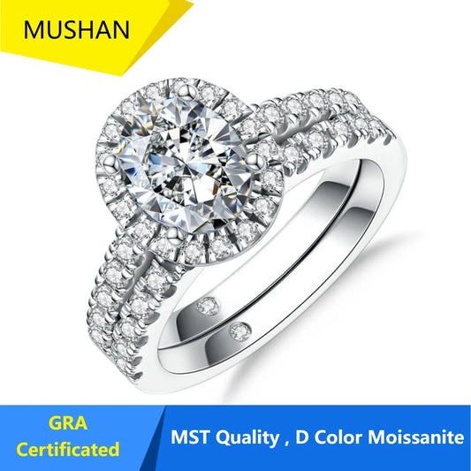 MUHAN Luxury Jewelry  925 Sterling Silver Ring Wedding Band  Women GRA Certificate Moissanite Diamond Rings D Color Fine Jewelry