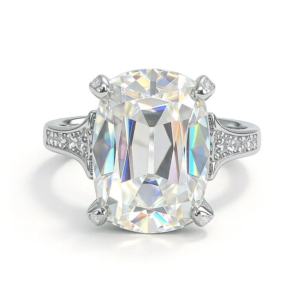 MUSHAN Luxury Jewelry 925 Sterling Silver Ring Band Women GRA Certificated Moissanite Diamond Emerald D Color Rings Fine Jewelry