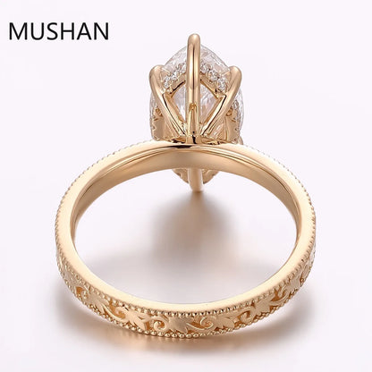 MUSHAN Luxury Custom 14K 18K Gold Rings Band Jewelry With Moissanite Diamond Lab Grown Gemstones Diamond Wedding Ring For Women