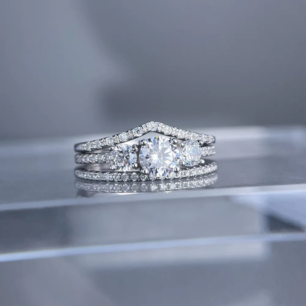 MuShan Jewelry 925 Sterling Silver Ring Wedding Band High Carbon Diamond Wedding Bridal Romantic Style Women Rings Fine Jewelry