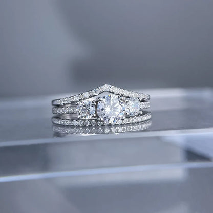 MuShan Jewelry 925 Sterling Silver Ring Wedding Band High Carbon Diamond Wedding Bridal Romantic Style Women Rings Fine Jewelry