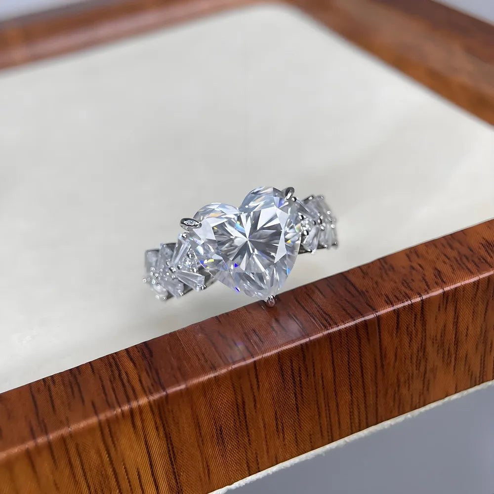 Bague MUSHAN Luxury Jewelry en argent sterling 925 pour femme, diamant moissanite taille émeraude certifié GRA, couleur D, joaillerie fine