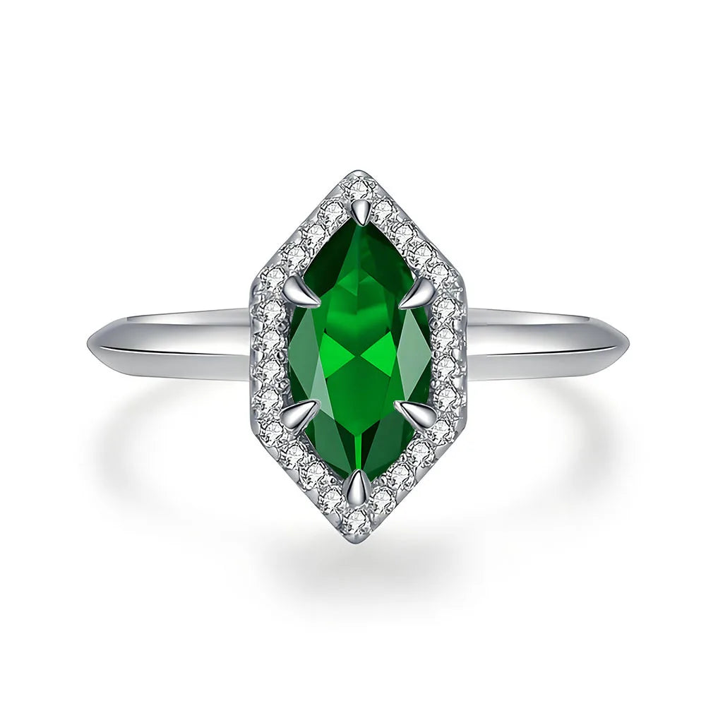 Bague en argent sterling 925 de la marque MuShan, sertie de pierres précieuses roses, bleues et vertes, plaquée rhodium, idéale pour les anniversaires, les mariages et les occasions spéciales.
