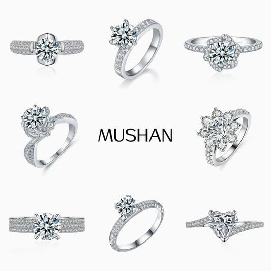 MUSHAN Designer Jewelry 925 Sterling Silver Rings Bands Moissanite Diamond Ring For Women GRA Certificate s925 Fine Jewelry