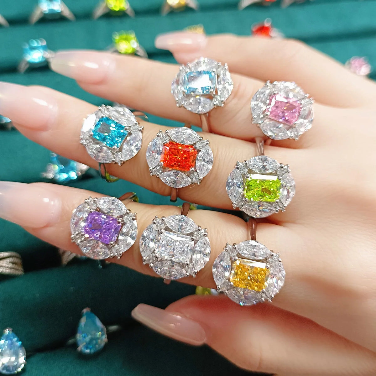 Bague de mariage MuShan Jewelry en argent sterling 925 avec diamant à haute teneur en carbone, cadeau de Noël, cadeau pour elle, bagues pour femmes, joaillerie fine