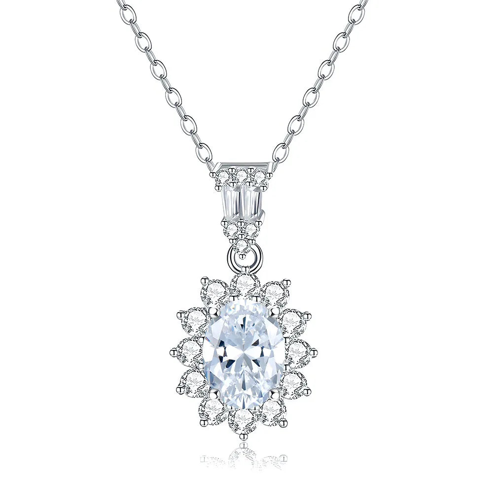 MuShan Jewelry 925 Sterling Silver Necklace Pendant Chain HCD Diamonds Engagement Party Romantic Style Women Necklaces Jewelry