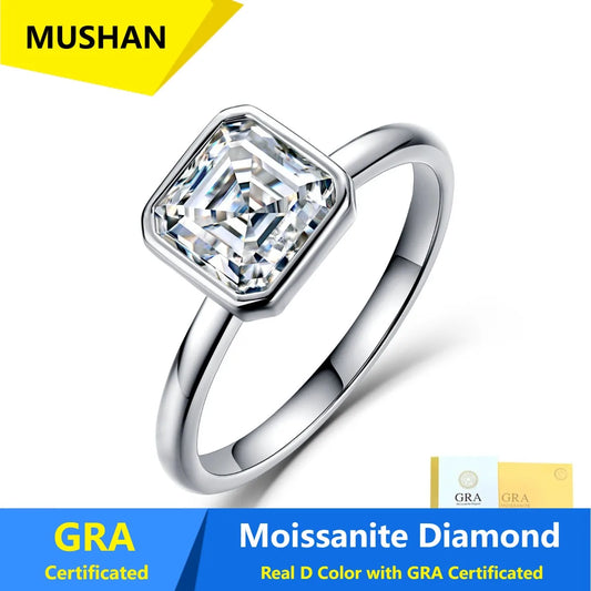 MUSHAN Bague de luxe en argent sterling 925 pour femme, diamant moissanite émeraude 2,5 ct, couleur D, certifié GRA, bijou raffiné